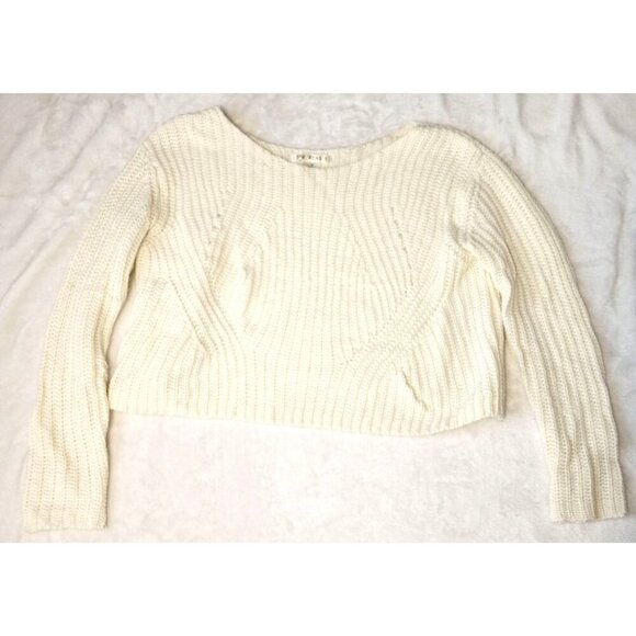 Say What Ivory Cable Knit Cropped Sweater Small Super Cute - Picture 3 of 13